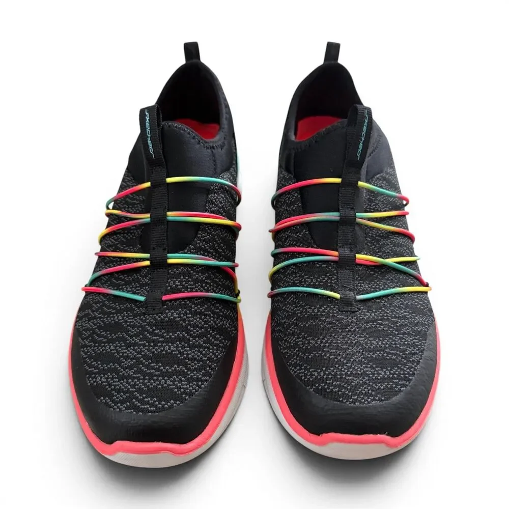 Skechers Air-Cooled Memory Foam Slip-On Sneakers Rainbow Women's 9 Black